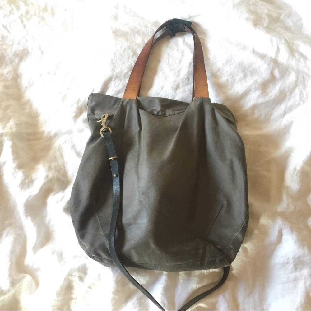 Waxed Canvas and Leather Tote Bag